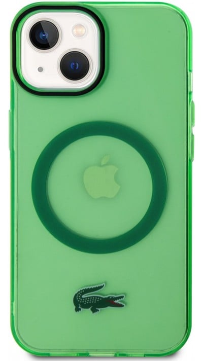 Coque iPhone 15 Plus - Lacoste gel laqué transparent avec MagSafe - Vert clair