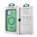 Coque iPhone 15 Plus - Lacoste gel laqué transparent avec MagSafe - Vert clair