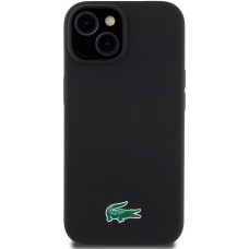 Coque iPhone 15 - Lacoste silicone soft touch Magsafe - Noir