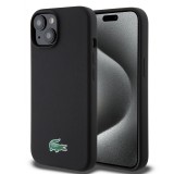 Coque iPhone 15 Plus - Lacoste silicone soft touch Magsafe - Noir