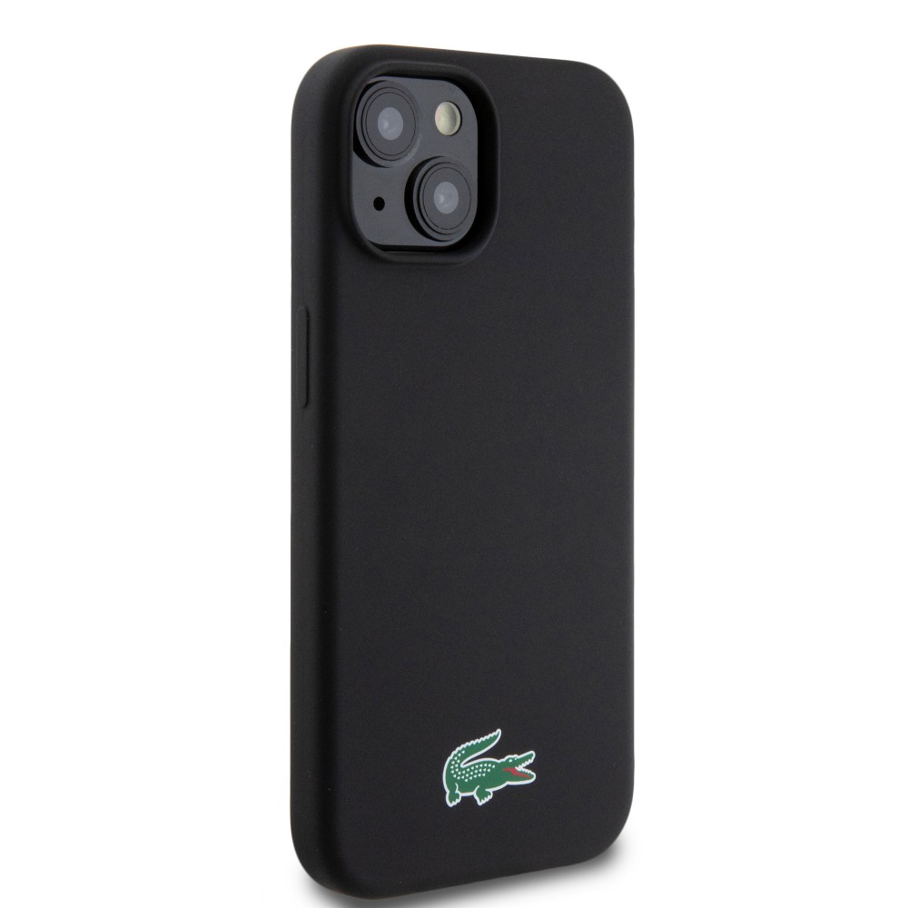 iPhone 15 Plus Case Hülle - Lacoste Silikon Soft Touch Magsafe - Schwarz