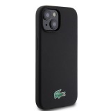 Coque iPhone 15 - Lacoste silicone soft touch Magsafe - Noir