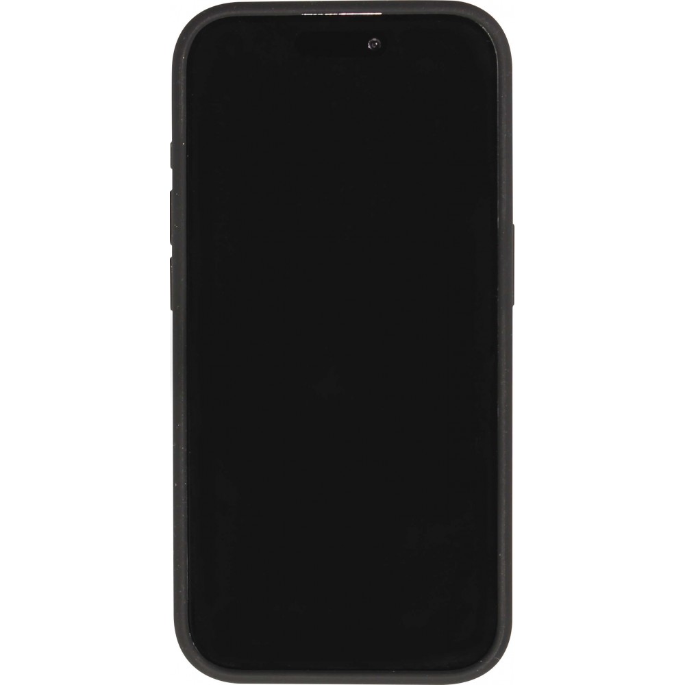 Coque iPhone 15 Pro - Audi silicone Soft Touch avec logo métallique - Noir