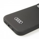 Coque iPhone 15 Pro - Audi silicone Soft Touch avec logo métallique - Noir