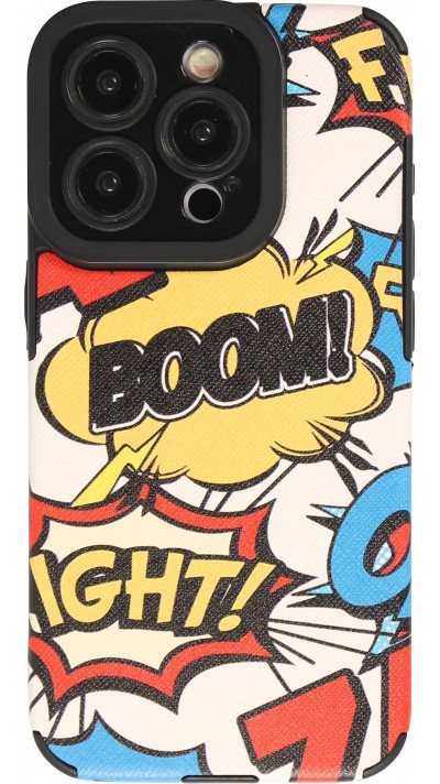 Coque iPhone 15 Pro - Cartoons rétro en similicuir