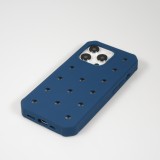 Coque iPhone 15 Pro - Case épais en silicone avec des trous pour les stickers à fixer - Bleu foncé