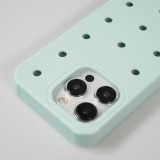 Coque iPhone 15 Pro - Case épais en silicone avec des trous pour les stickers à fixer - Turquoise