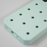 Coque iPhone 15 Pro - Case épais en silicone avec des trous pour les stickers à fixer - Turquoise