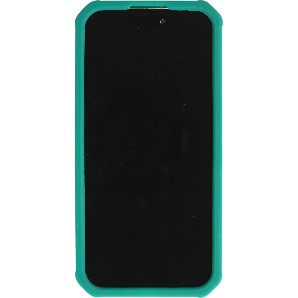 Coque iPhone 15 Pro - Case épais en silicone avec des trous pour les stickers à fixer - Vert foncé