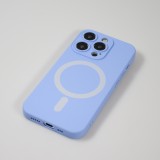 Coque iPhone 15 Pro - Coque en silicone souple avec MagSafe et protection pour caméra - Violet clair
