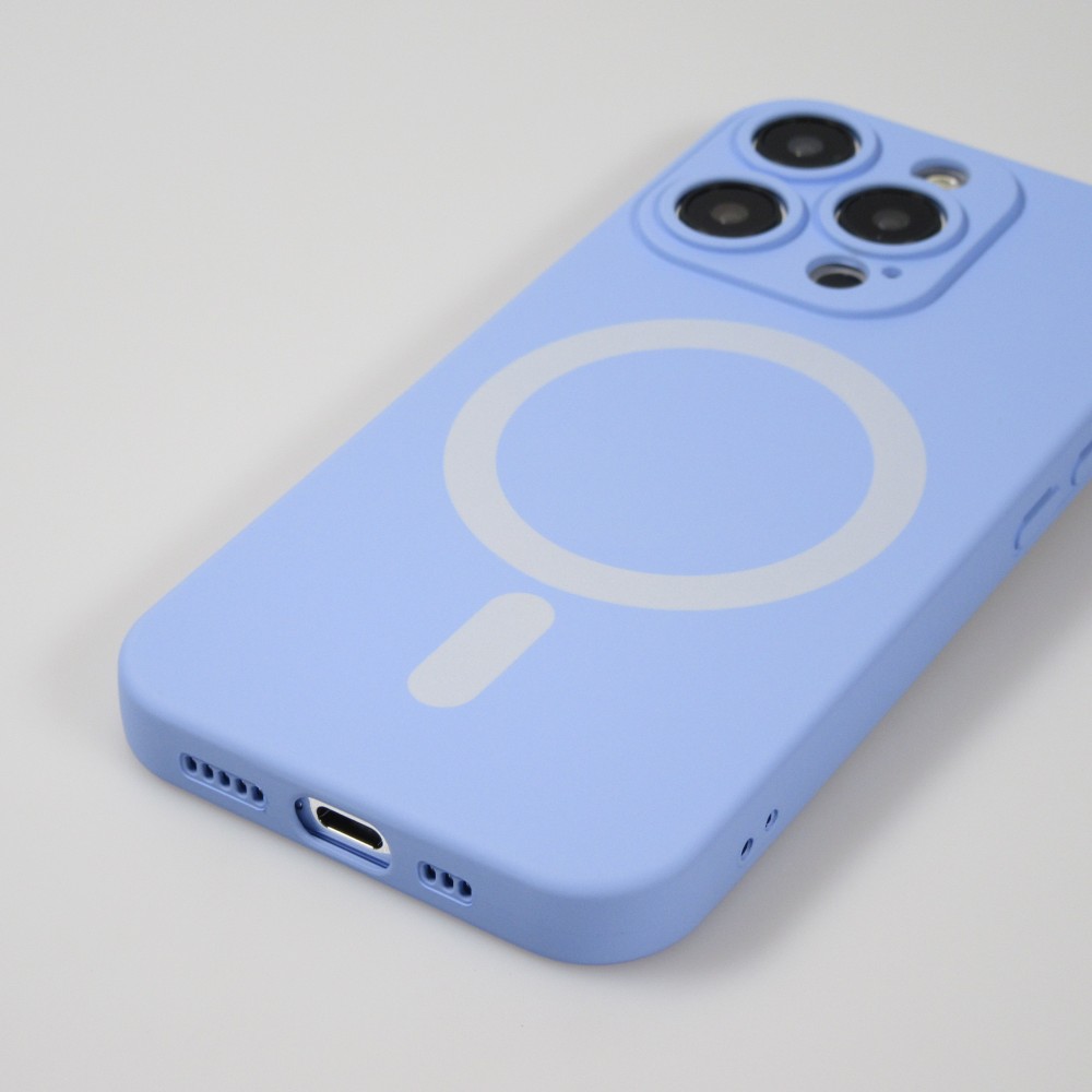 Coque iPhone 15 Pro - Coque en silicone souple avec MagSafe et protection pour caméra - Violet clair