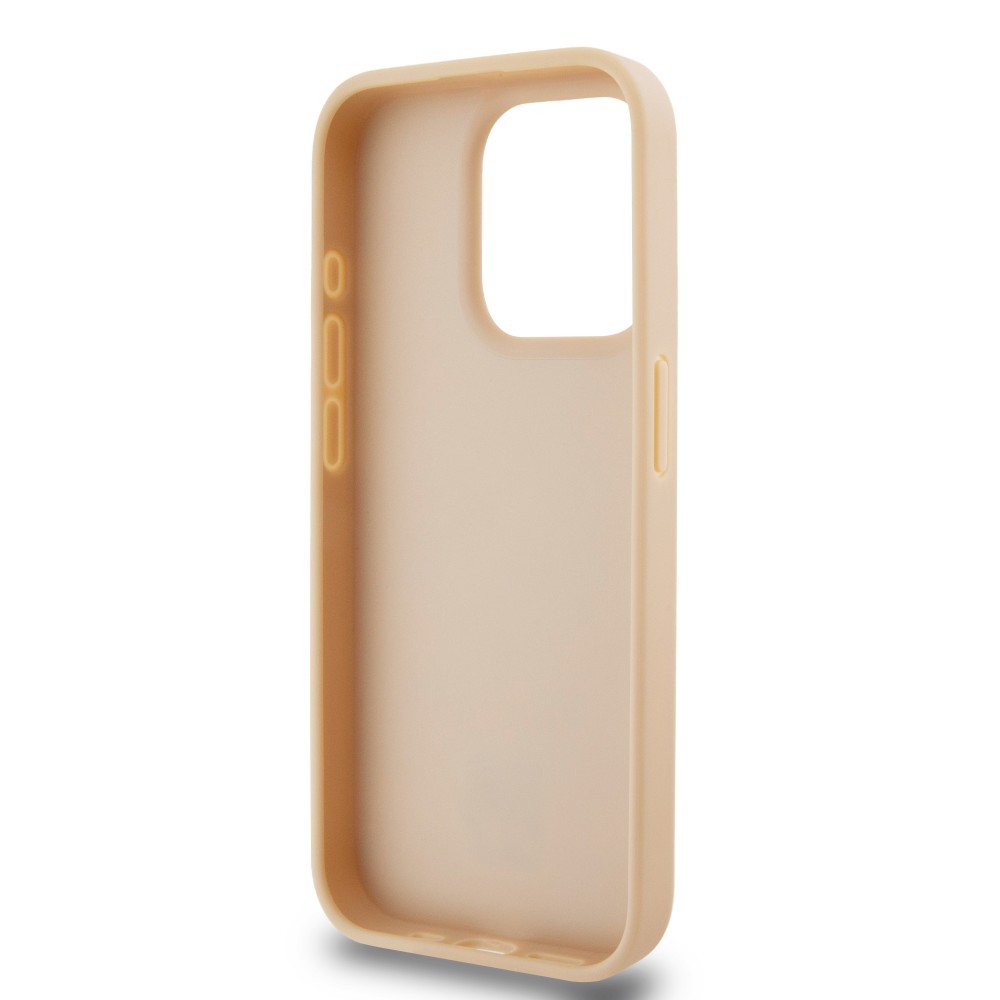 Coque iPhone 15 Pro - DKNY toile similicuir monogramme logo métallique - Rose