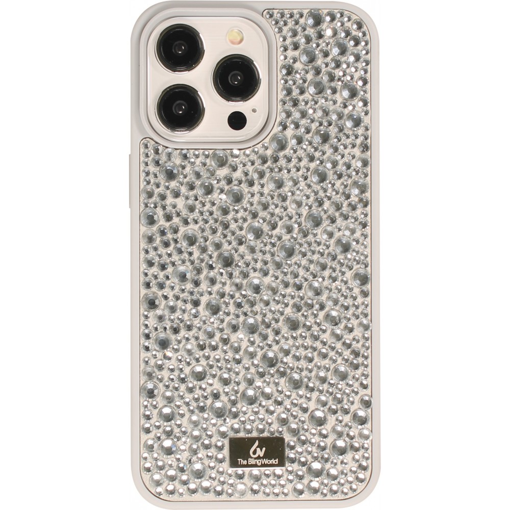 iPhone 15 Pro Max Case Hülle - Glitzer Diamant The Bling World - Silber