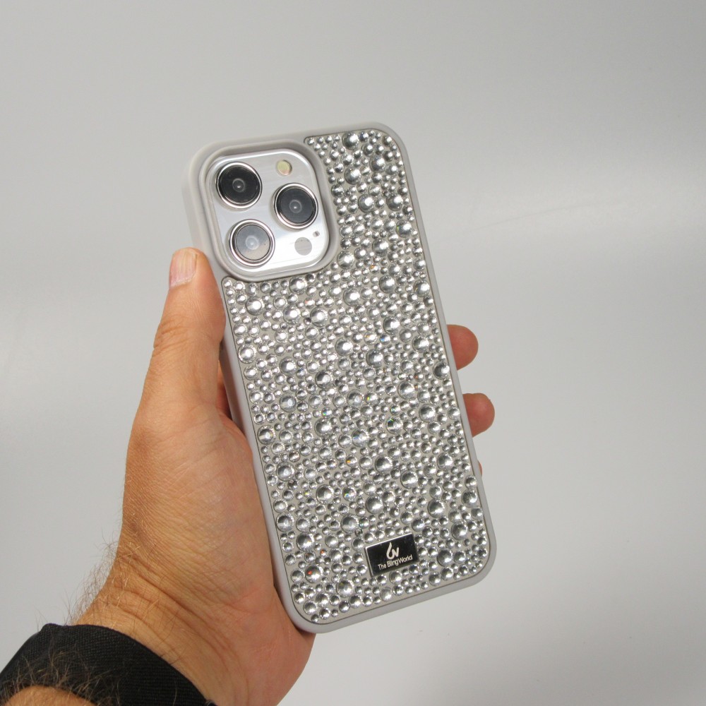 iPhone 15 Pro Max Case Hülle - Glitzer Diamant The Bling World - Silber