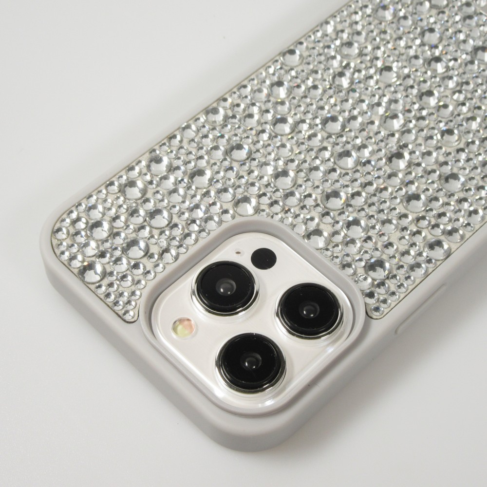 iPhone 15 Pro Max Case Hülle - Glitzer Diamant The Bling World - Silber