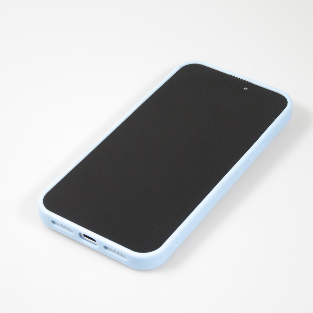 Coque iPhone 15 Pro - Diamant strass The Bling World - Bleu clair