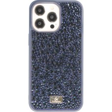 Coque iPhone 15 Pro - Diamant strass The Bling World - Bleu foncé