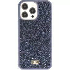 Coque iPhone 15 Pro Max - Diamant strass The Bling World - Bleu foncé