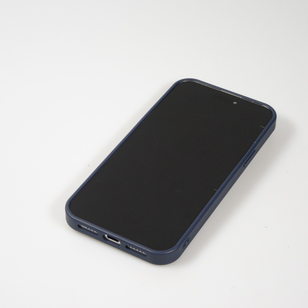 Coque iPhone 15 Pro - Diamant strass The Bling World - Bleu foncé