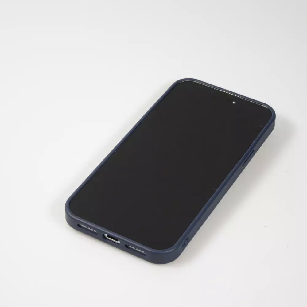 Coque iPhone 15 Pro Max - Diamant strass The Bling World - Bleu foncé