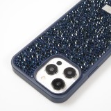 Coque iPhone 15 Pro - Diamant strass The Bling World - Bleu foncé