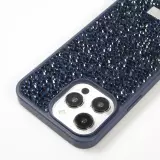Coque iPhone 15 Pro Max - Diamant strass The Bling World - Bleu foncé