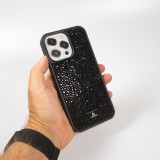 Coque iPhone 15 Pro Max - Diamant strass The Bling World - Noir