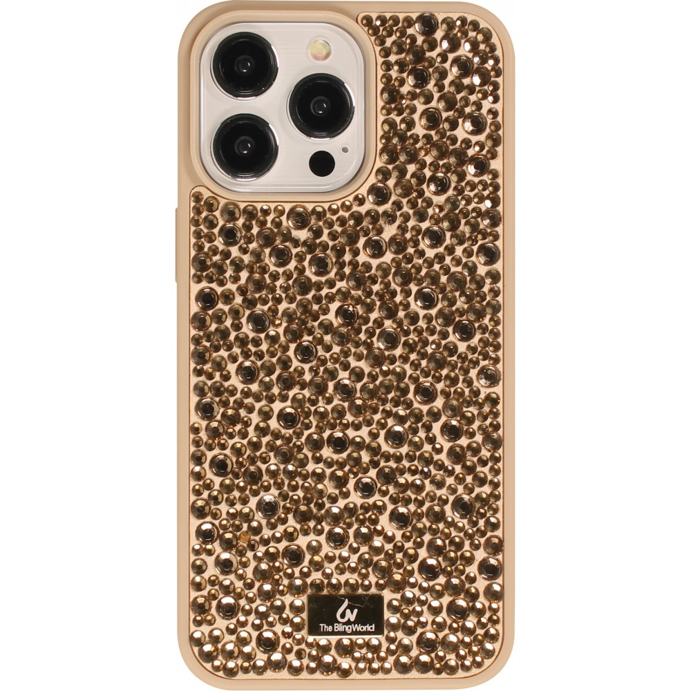 iPhone 15 Pro Case Hülle - Glitzer Diamant The Bling World - Gold