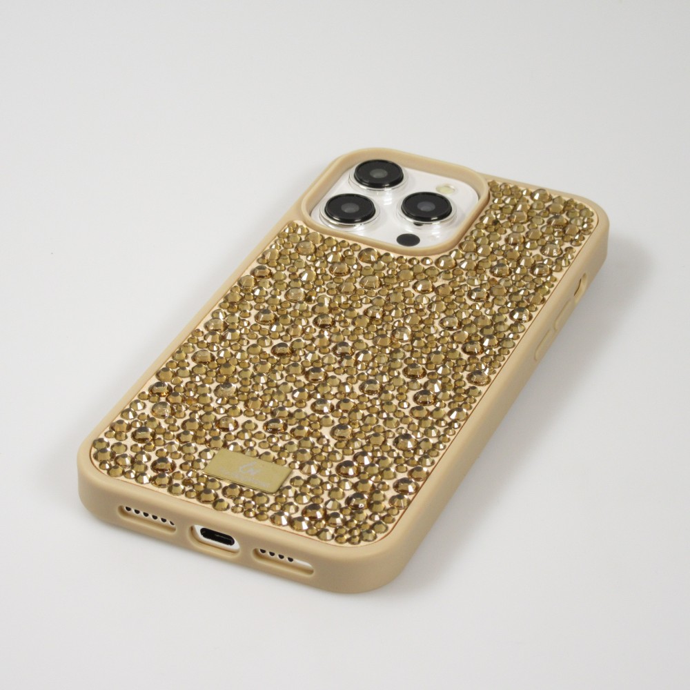 iPhone 15 Pro Case Hülle - Glitzer Diamant The Bling World - Gold