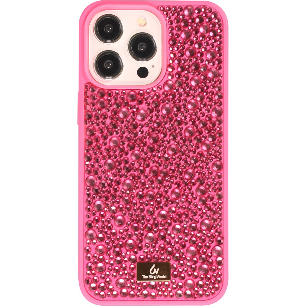 iPhone 15 Pro Case Hülle - Glitzer Diamant The Bling World - Dunkelrosa