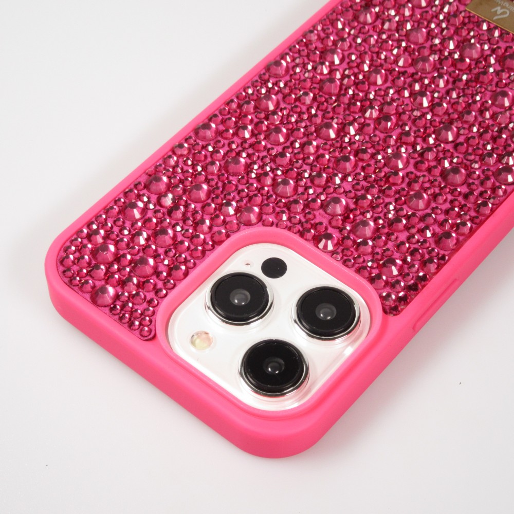 iPhone 15 Pro Case Hülle - Glitzer Diamant The Bling World - Dunkelrosa