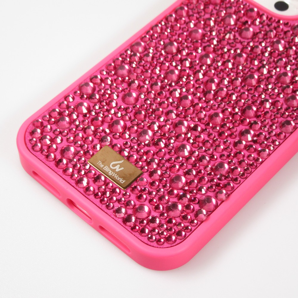 iPhone 15 Pro Case Hülle - Glitzer Diamant The Bling World - Dunkelrosa
