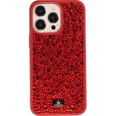 Coque iPhone 15 Pro - Diamant strass The Bling World - Rouge