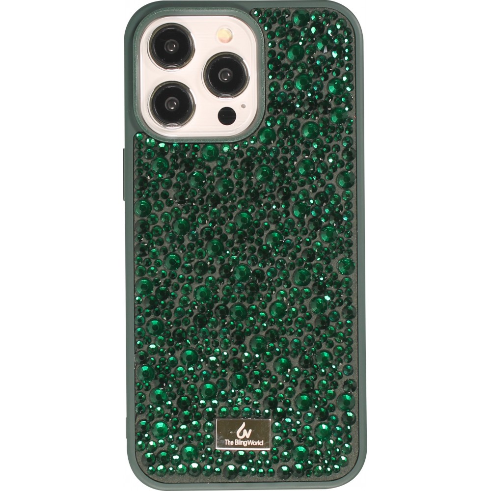 iPhone 15 Pro Case Hülle - Glitzer Diamant The Bling World - Grün