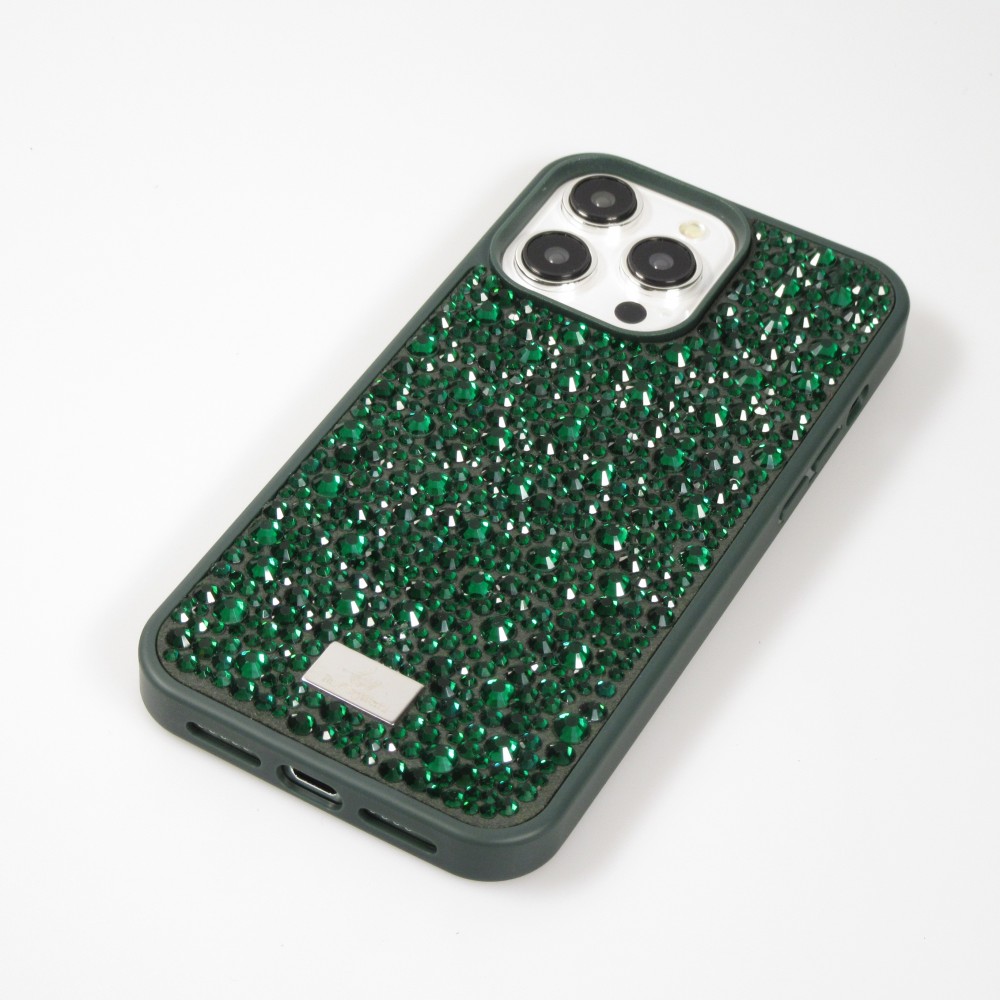 iPhone 15 Pro Case Hülle - Glitzer Diamant The Bling World - Grün