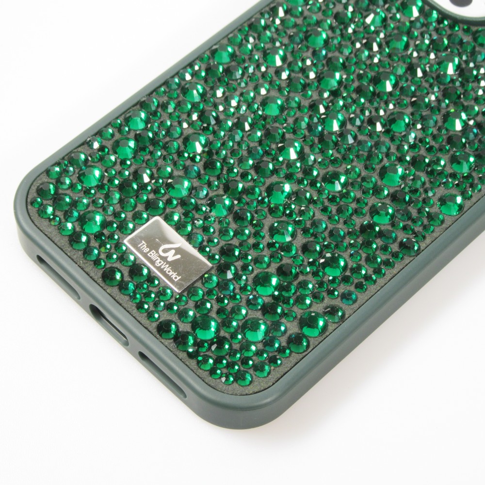 iPhone 15 Pro Case Hülle - Glitzer Diamant The Bling World - Grün