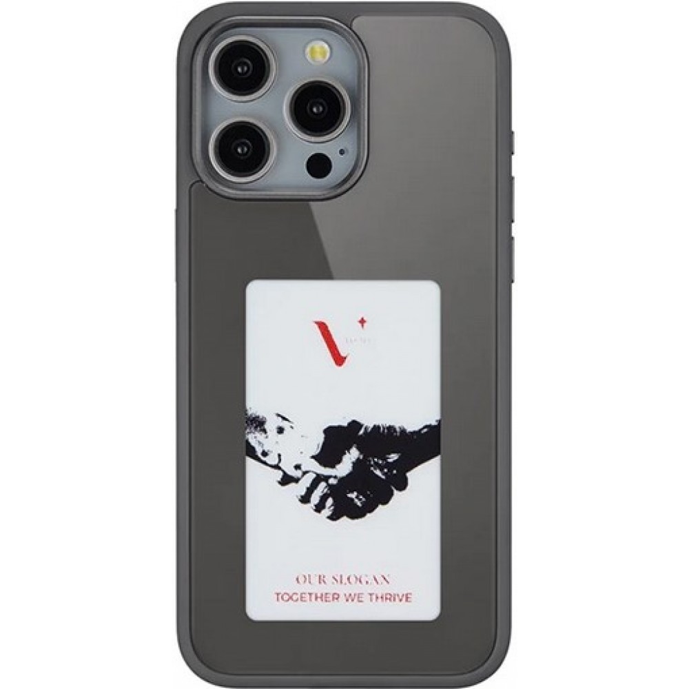 Coque iPhone 16 Pro - E-Ink Display DIY avec technologie NFC pour photo personnalisée - Noir