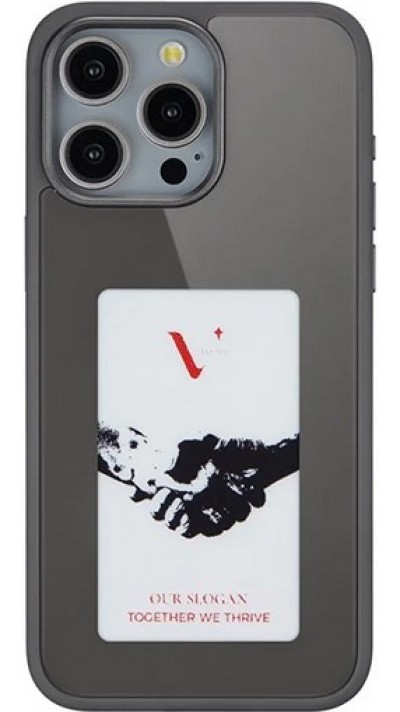 Coque iPhone 16 Pro - E-Ink Display DIY avec technologie NFC pour photo personnalisée - Noir