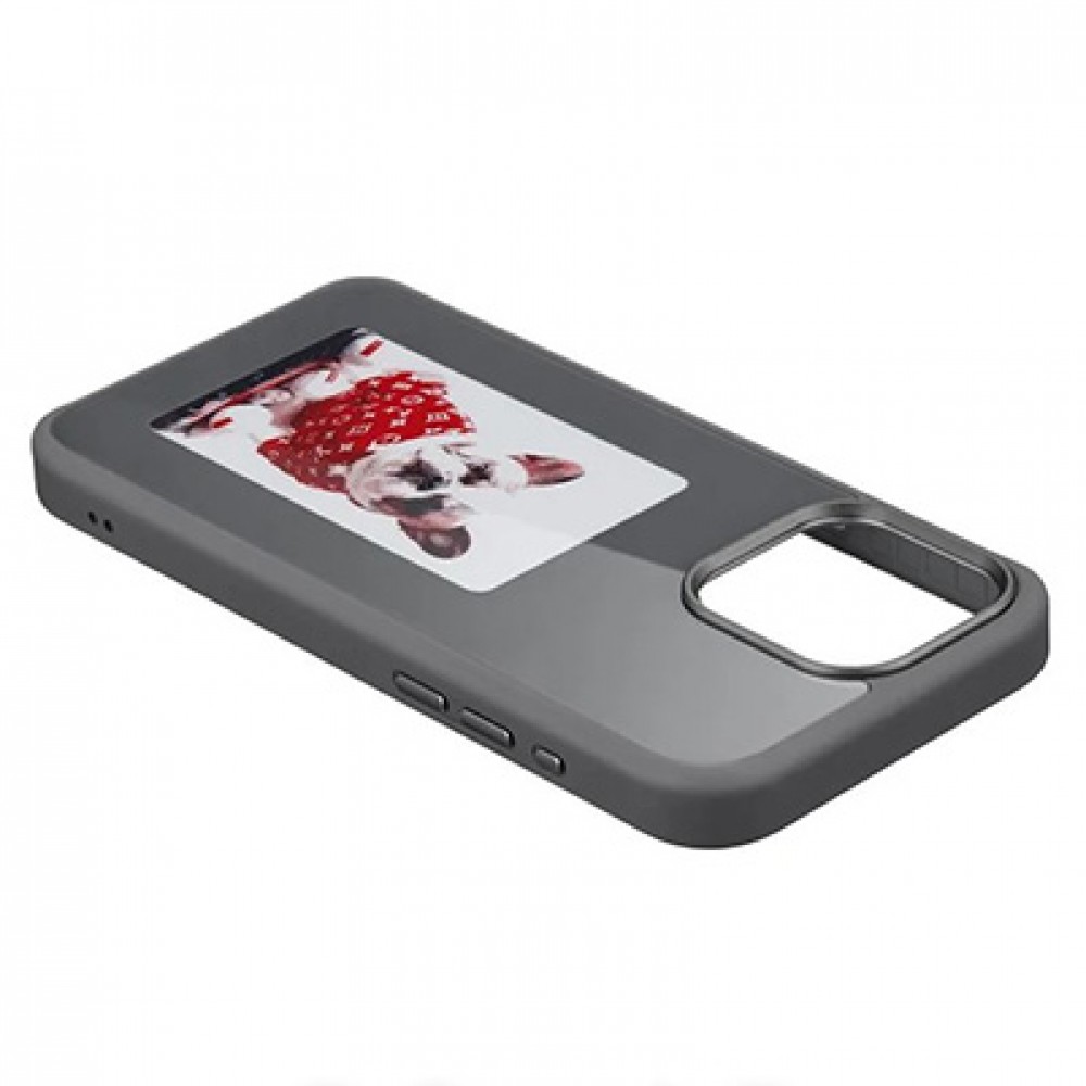 Coque iPhone 16 Pro - E-Ink Display DIY avec technologie NFC pour photo personnalisée - Noir