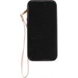 Coque iPhone 15 Pro Max - Etui élégant look cuir DeLuxe avec portefeuille + anneau de support - Rose