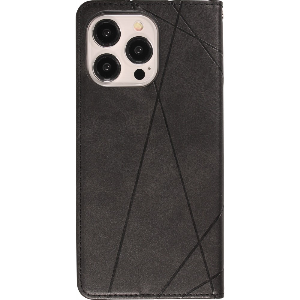 Hülle iPhone 15 Pro - Flip Geometrisch - Schwarz/grau