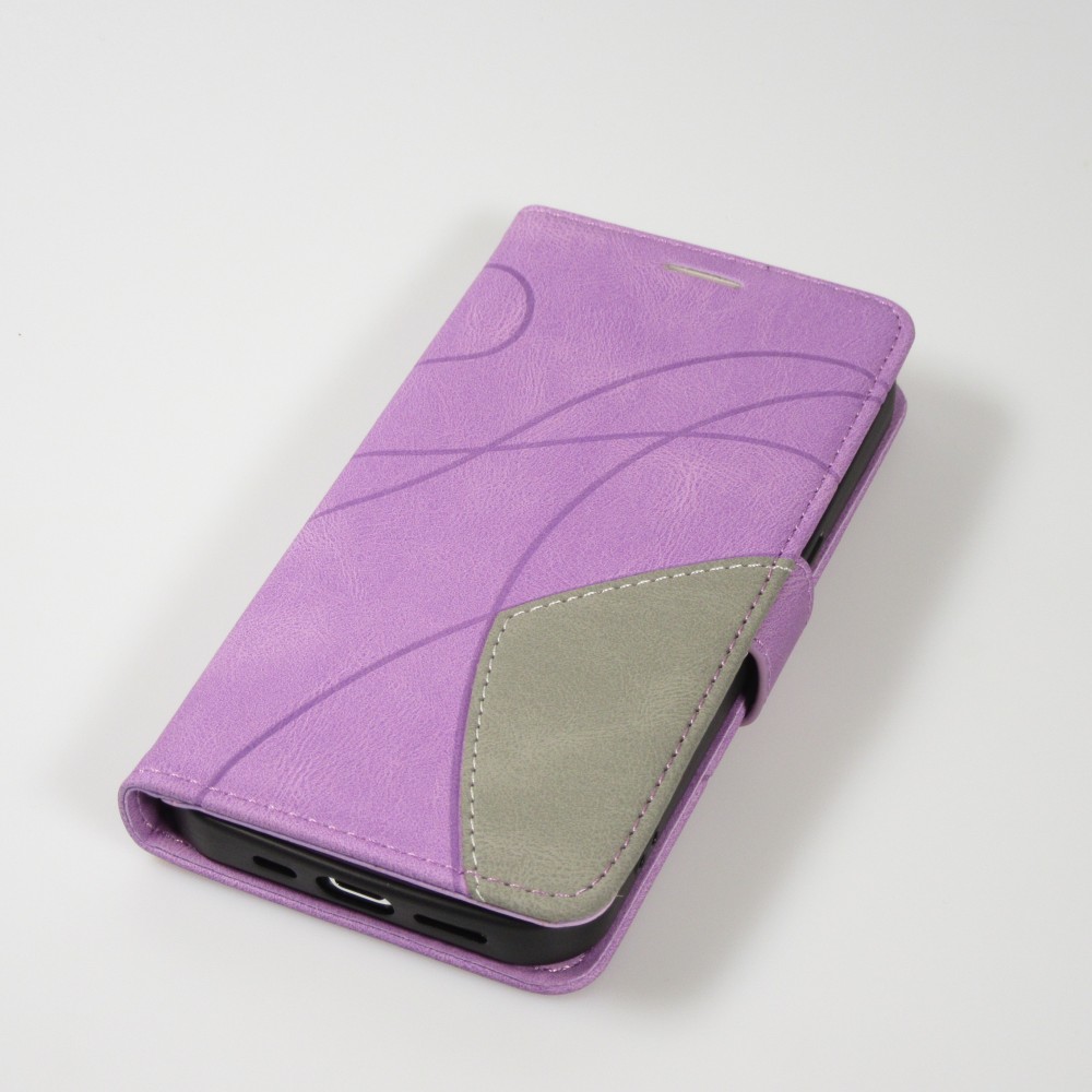 iPhone 15 Pro Case Hülle - Flip classical elegant fine lines - Violett