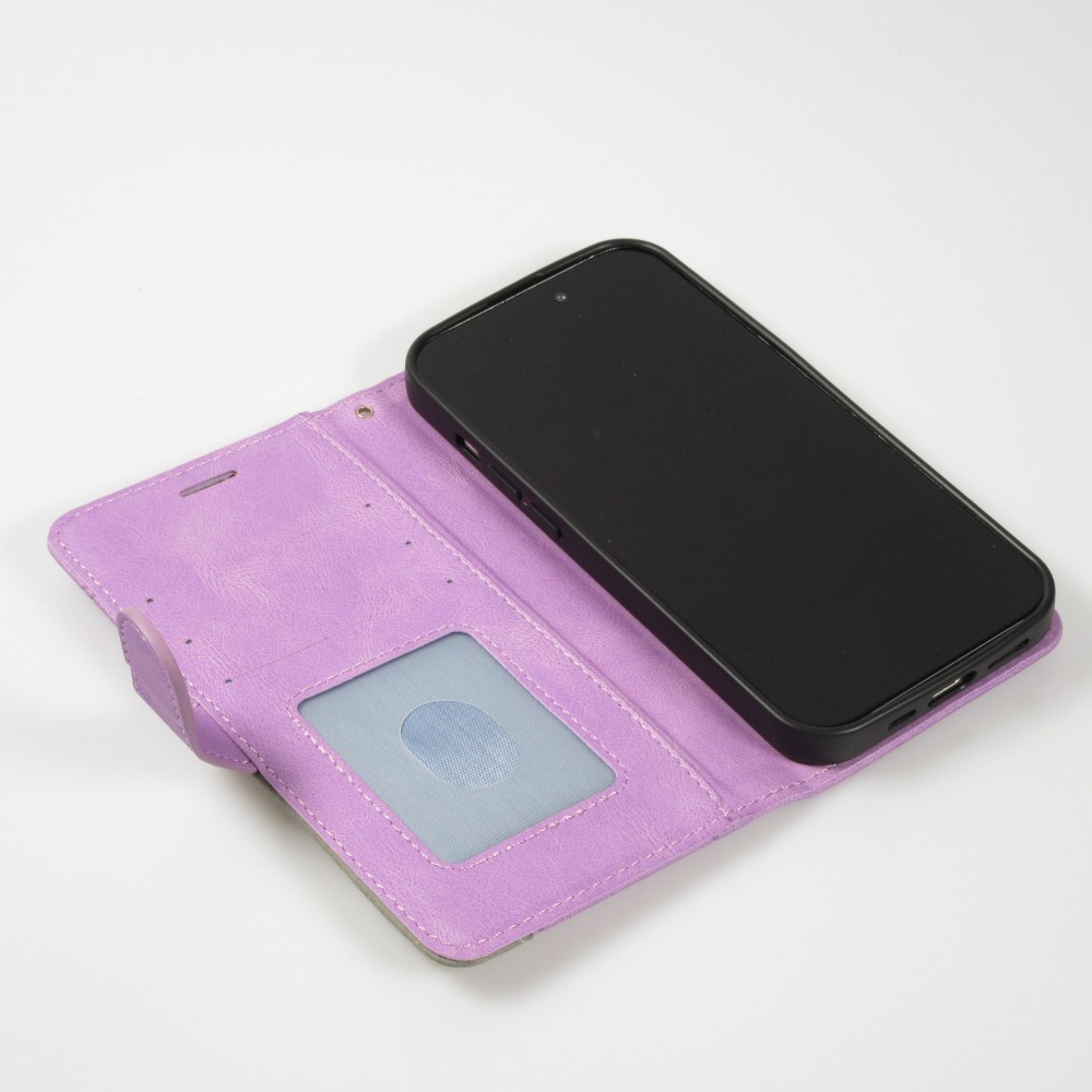 iPhone 15 Pro Case Hülle - Flip classical elegant fine lines - Violett