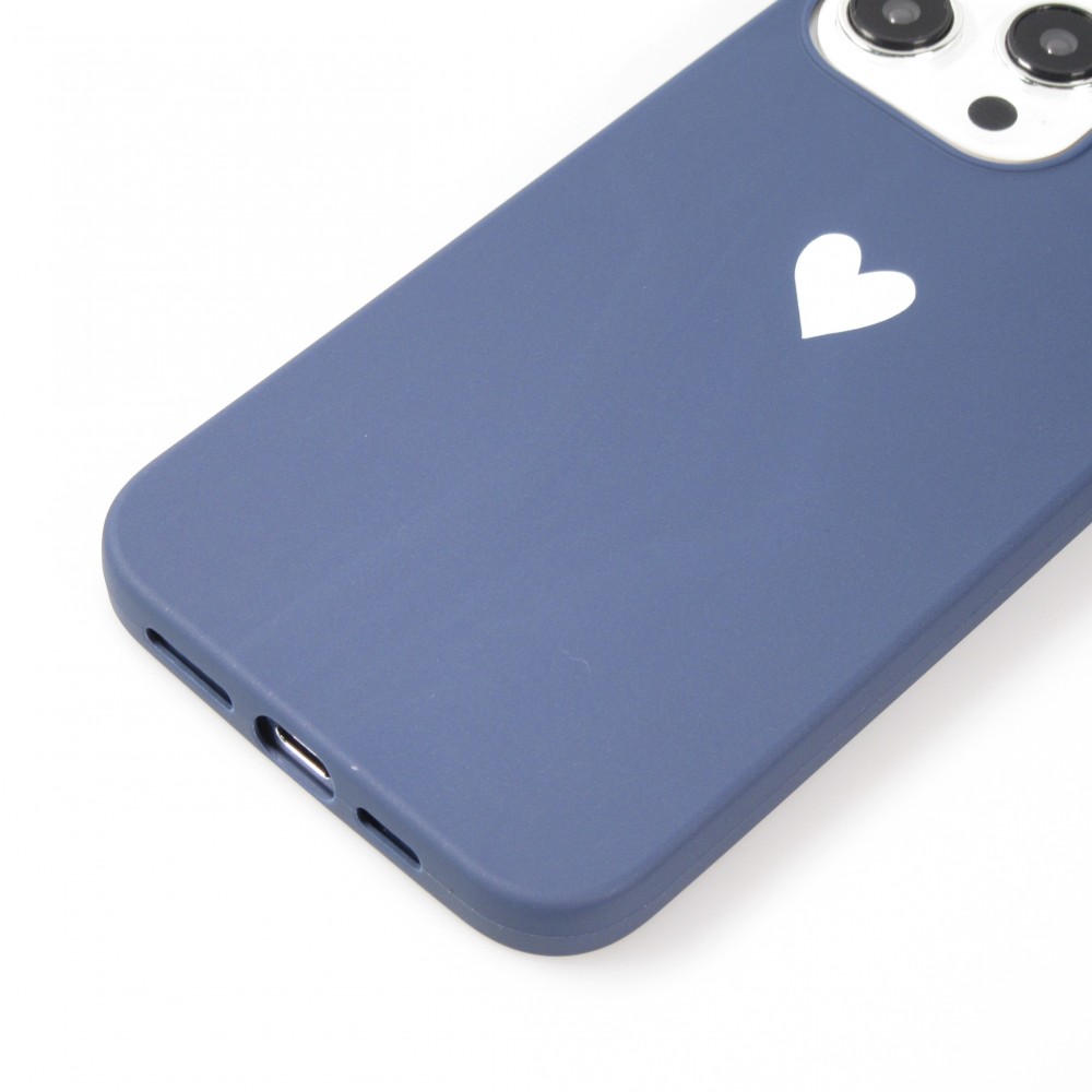 Coque iPhone 15 Pro - Gel coeur - Bleu