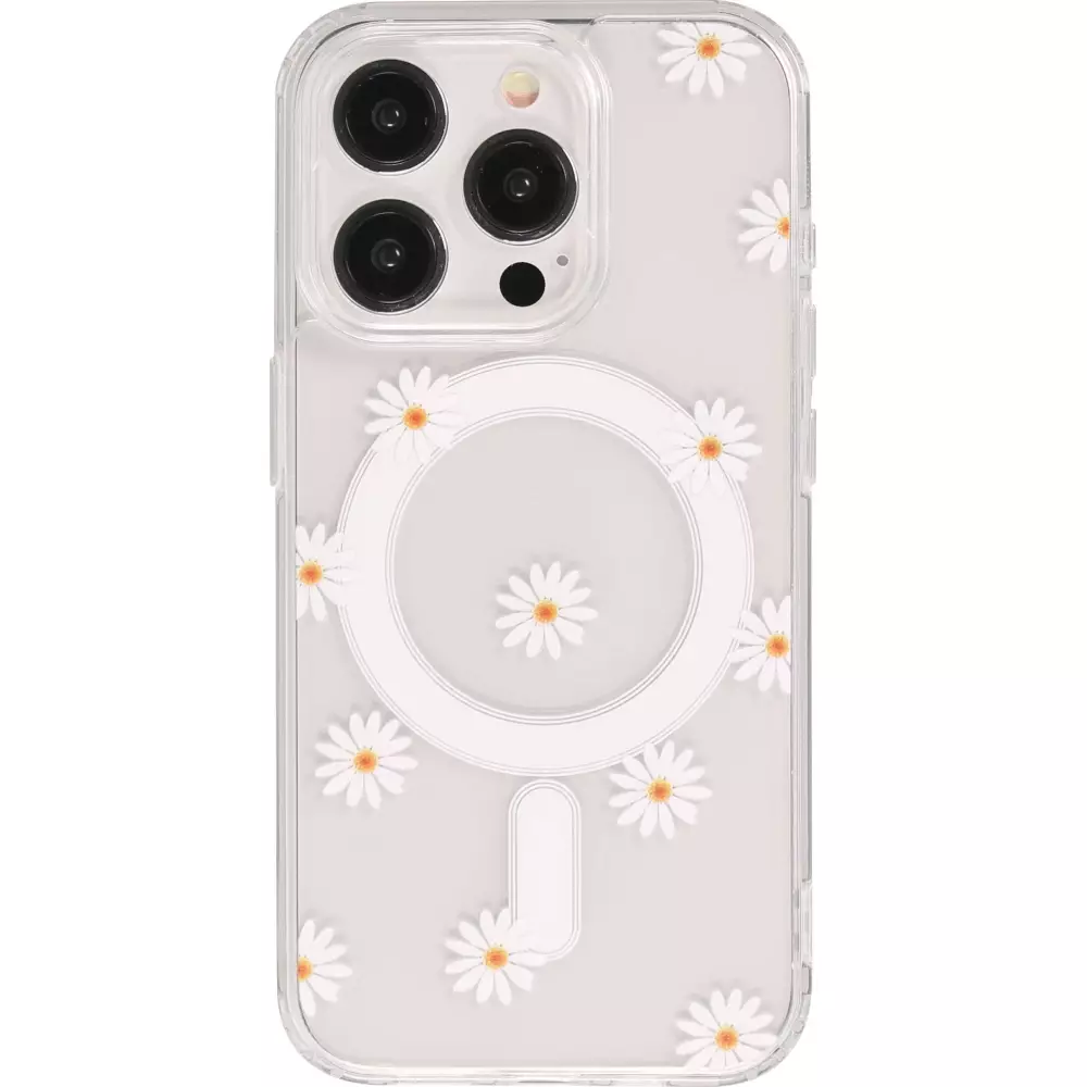 iPhone 15 Pro Case H&uuml;lle - Gel Silikon MagSafe - Spring Vibes Flowers Nr. - 1