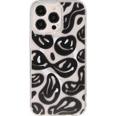 Coque iPhone 15 Pro Max - Gel silicone MagSafe transparent Liquid Smiley - Noir