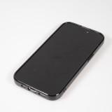 Coque iPhone 15 Pro - Gel silicone brillant avec lignes textur&eacute;es - Noir