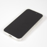 Coque iPhone 15 Pro - Gel silicone brillant avec lignes textur&eacute;es - Transparent