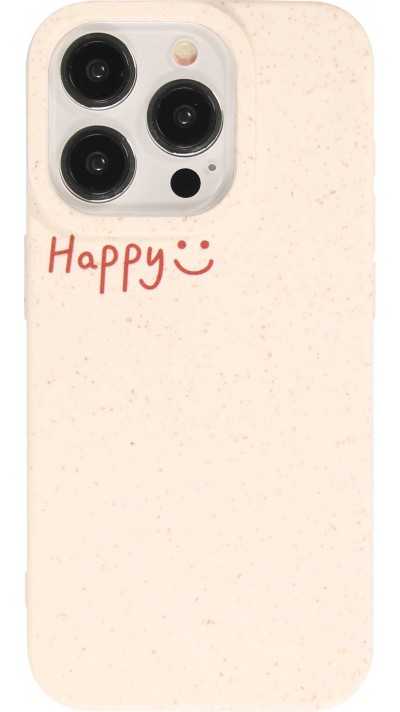 Coque iPhone 15 Pro - Gel silicone tacheté Happy - Vanille