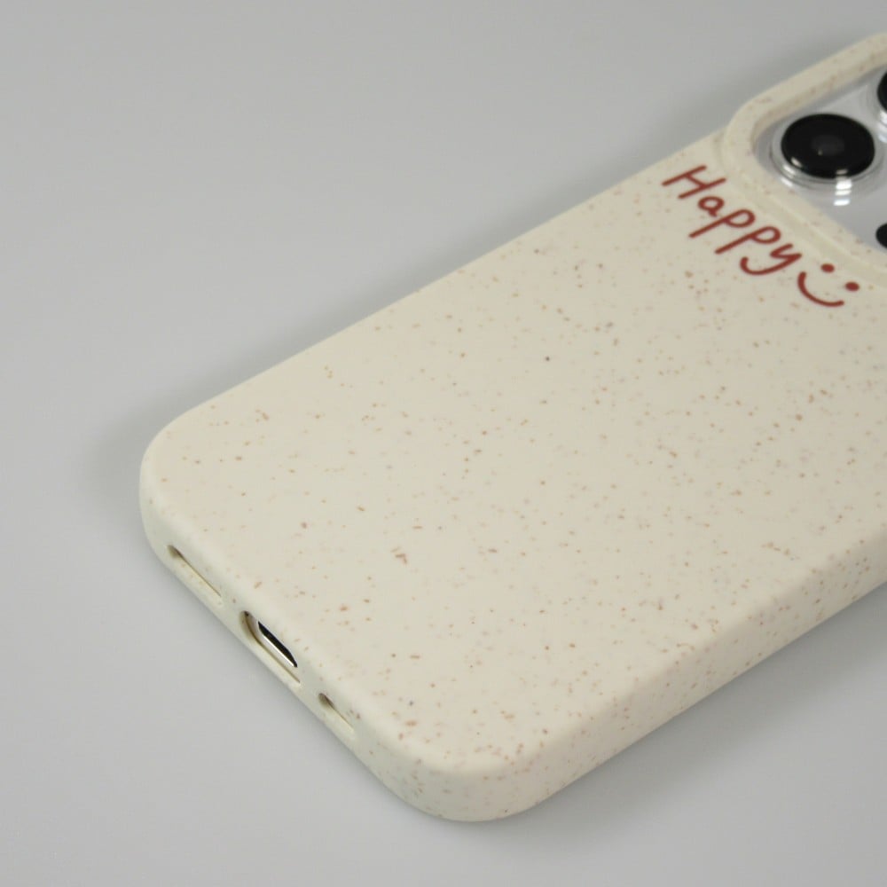 Coque iPhone 14 Pro - Gel silicone tacheté Happy - Vanille